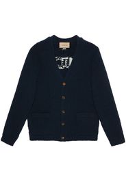 Gucci intarsia-knit logo wool cardigan - Blau