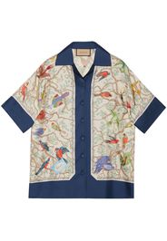 Gucci Bird-print silk shirt - Blau