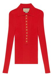 Gucci Poloshirt aus geripptem Strick - Rot