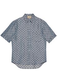 Gucci Jacquard-Hemd mit Logo - Blau