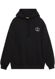 Gucci Interlocking G-patch drawstring hoodie - Schwarz