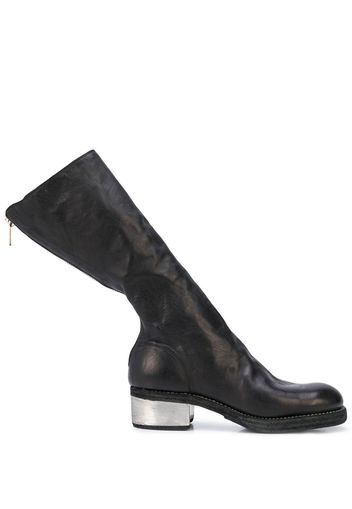 Guidi Stiefel mit Metallic-Absatz - Schwarz