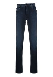 Hand Picked logo-patch straight-leg jeans - Blau