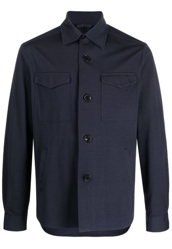 Harris Wharf London long-sleeve seersucker shirt - Blau