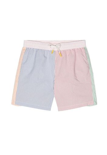 Hartford Kids panelled stripe-print swim shorts - Orange