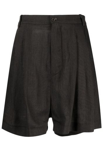 Hed Mayner pleat-detailed herringbone shorts - Braun