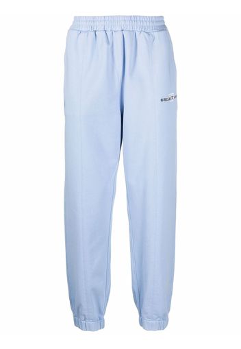 Helmut Lang embroidered-logo drawstring trackpants - Blau