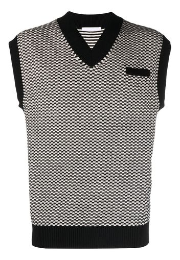 Helmut Lang checked V-neck sweater vest - Schwarz