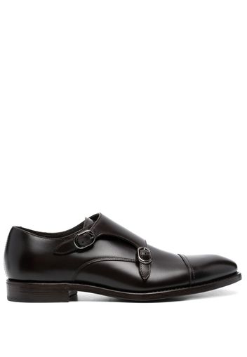 Henderson Baracco almond-toe leather monk shoes - Braun