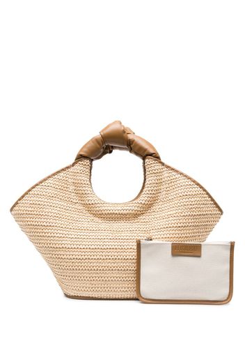 Hereu twisted-handle raffia tote bag - Nude