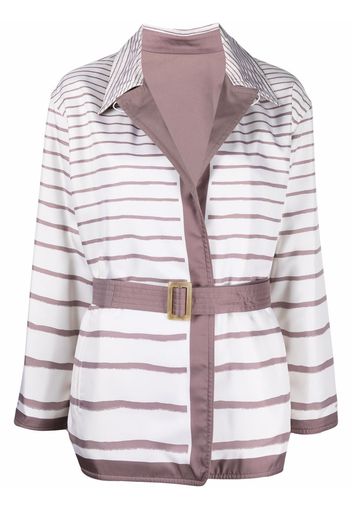 Hermès 2000s pre-owned reversible striped belted jacket - Weiß