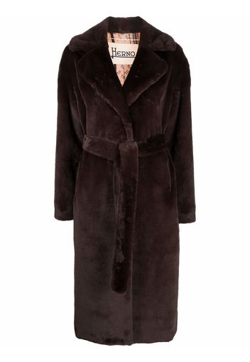 Herno belted faux fur coat - Braun