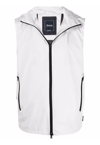 Herno detachable-hood zip-up vest - Nude