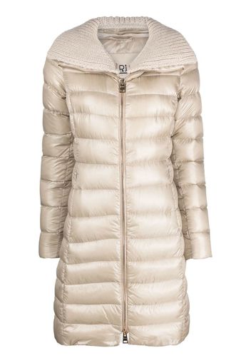 Herno knitted-collar padded coat - Nude