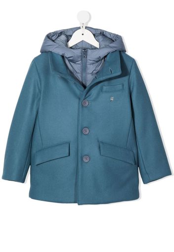 Herno Kids concealed-zip fastening hooded coat - Blau