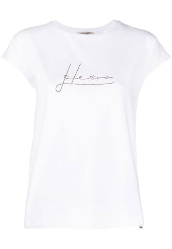 Herno crystal-embellished logo T-shirt - Weiß