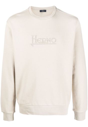 Herno logo-embroidered crew neck jumper - Nude