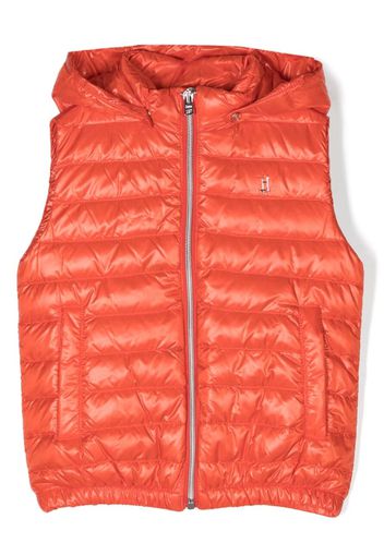 Herno Kids logo-plaque hooded gilet - Rot