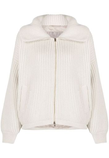 Herno chunky-knit zip-up cashmere cardigan - Nude