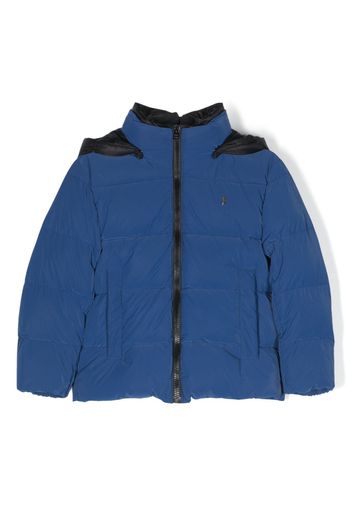 Herno Kids logo-embroidered padded hooded jacket - Blau