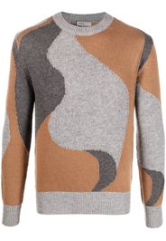 Herno abstract-pattern knitted crew-neck jumper - Grau