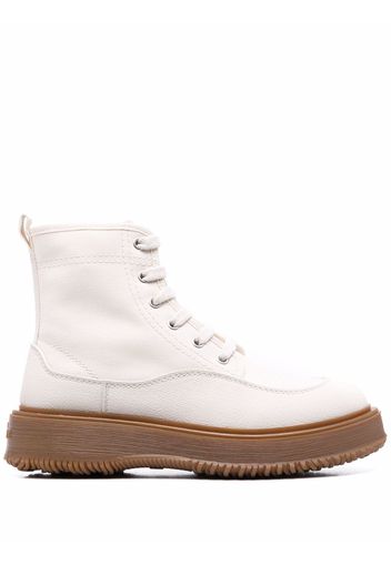 Hogan lace-up leather boots - Nude
