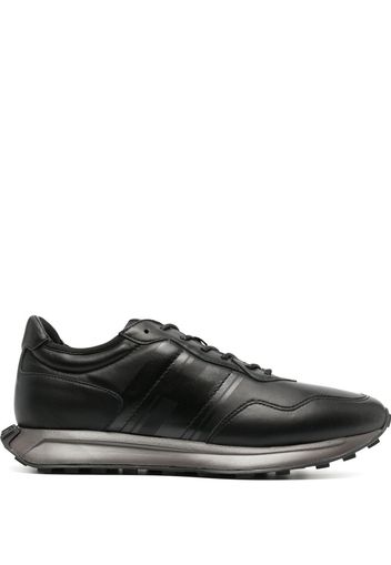 Hogan polished-finish lace-up sneakers - Schwarz