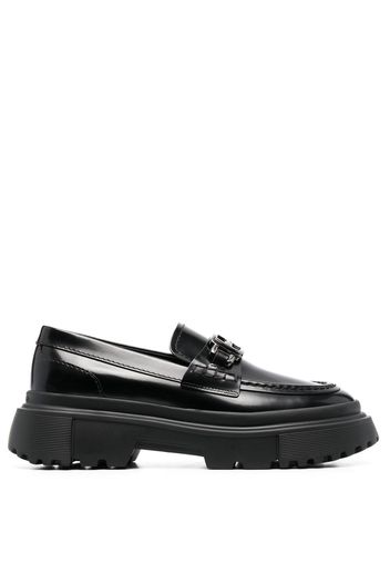 Hogan logo buckle platform loafers - Schwarz