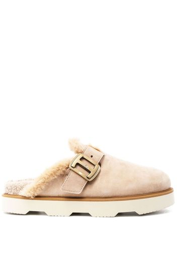 Hogan Mules mit Shearling - Nude