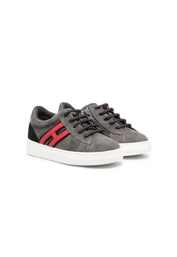 Hogan Kids suede logo-patch sneakers - Grau