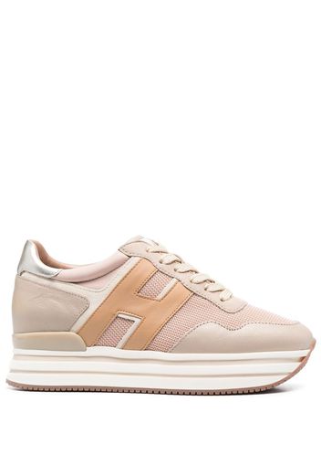 Hogan panelled flatform sneakers - Nude