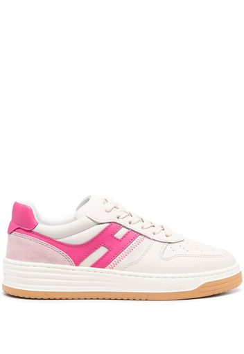 Hogan logo-patch leather sneakers - Nude