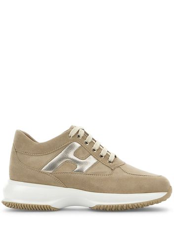 Hogan metallic-detailing suede sneakers - Nude