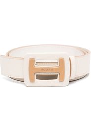 Hogan logo-plaque leather belt - Nude