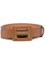 Hogan logo-plaque leather belt - Braun