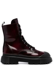 Hogan H619 leather combat boots - Rot