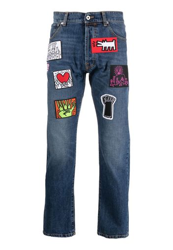 Honey Fucking Dijon x Keith Haring Straight-Leg-Jeans - Blau