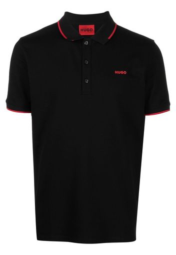 HUGO Poloshirt mit Logo-Print - Schwarz