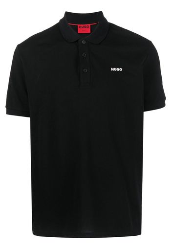 HUGO Poloshirt mit Logo-Print - Schwarz