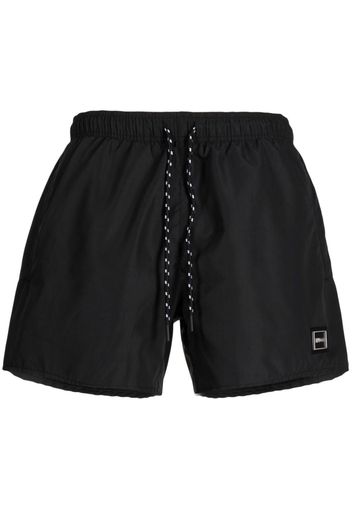 HUGO logo-plaque drawstring shorts - Schwarz