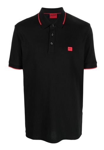 HUGO logo-patch cotton polo shirt - Schwarz