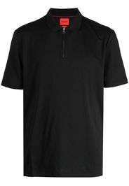 HUGO half-zip cotton blend polo shirt - Schwarz