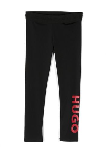 HUGO KIDS Leggings mit Logo-Print - Schwarz