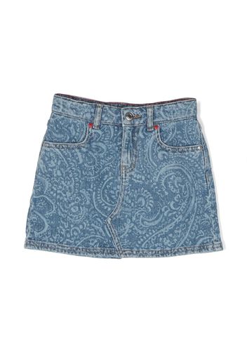 HUGO KIDS pailey-print stretch-cotton denim skirt - Blau