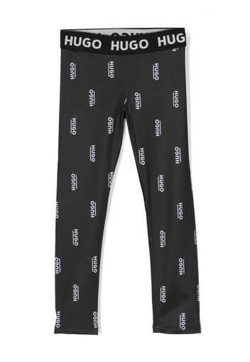 HUGO KIDS Leggings mit Logo-Print - Schwarz