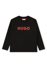 HUGO KIDS logo-print organic-cotton T-shirt - Schwarz
