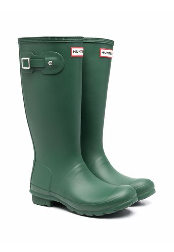 Hunter Kids Gummistiefel mit Logo-Patch - Grün