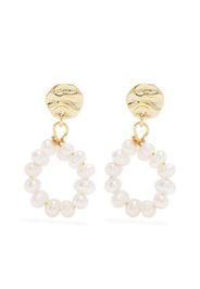 Hzmer Jewelry pearl-circle dangle earrings - Weiß