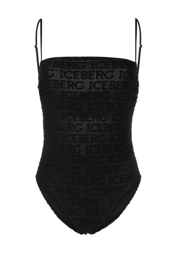 Iceberg logo jacquard one-piece swimsuit - Schwarz