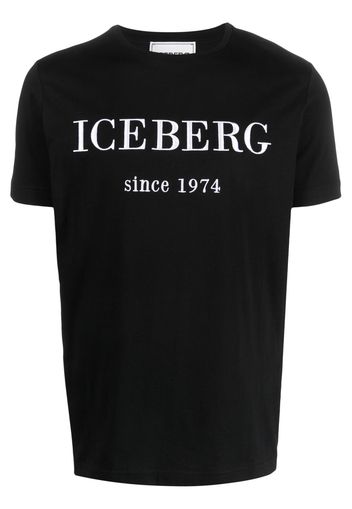 Iceberg logo-embroidered cotton T-shirt - Schwarz